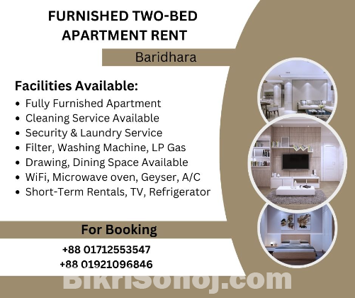 RENT A Furnished Two-Bedroom Studio Apartment In Baridhara